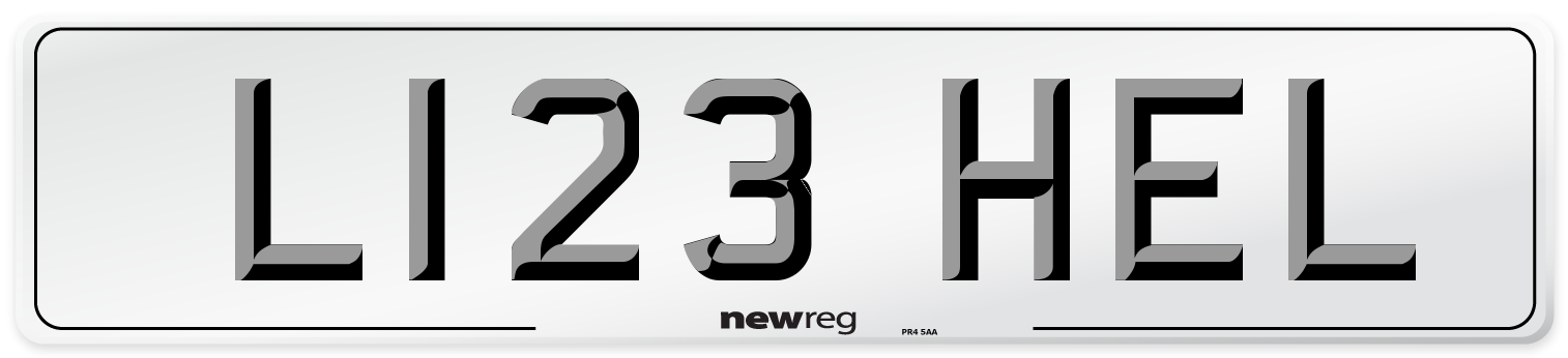 L123 HEL Number Plate from New Reg